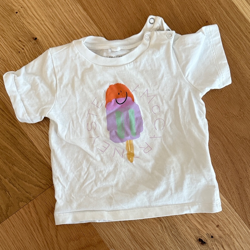 Stella McCartney Kids White Tee with Ice Cream Design